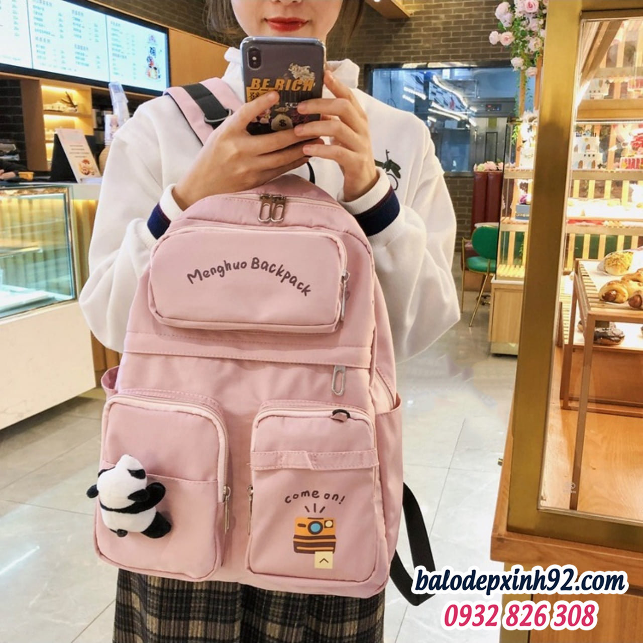 Balo Michael Kors MK Jaycee Size Medium Backpack màu hồng
